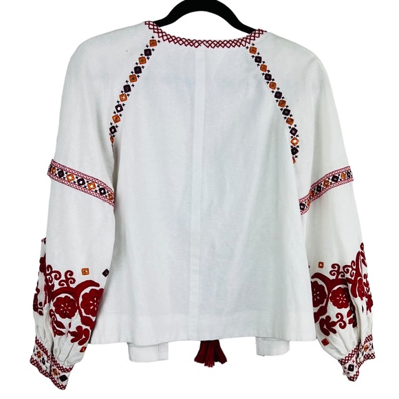 Club Monaco White Embroidered Front-Tie Oversized Cardigan/Jacket Women size XS - Picture 3 of 16